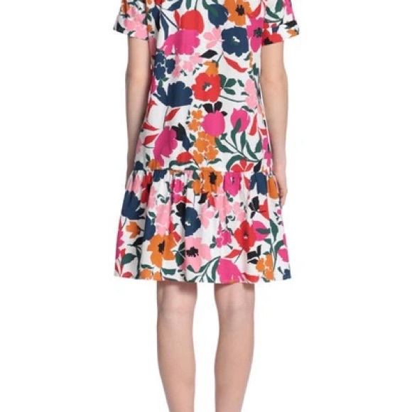 Donna Morgan 💚 Floral Ruffle Hem Poplin Shirt Dress - Picture 3 of 12